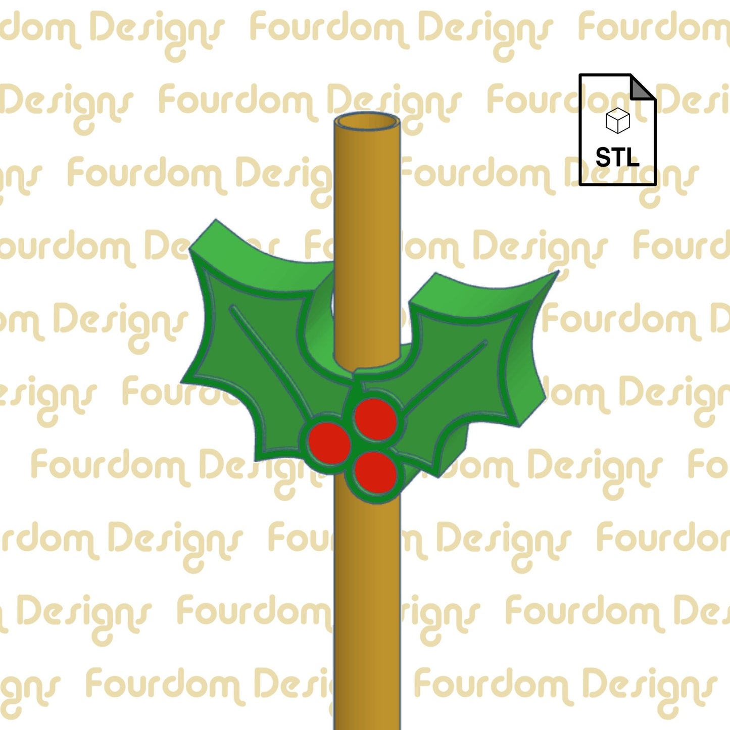 Mistletoe Straw Topper STL File for 3D Printing - Digital Download