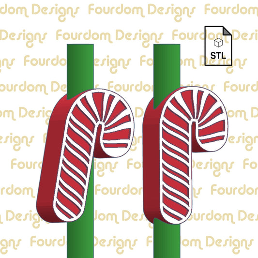 Candy Cane Straw Topper STL File for 3D Printing - Digital Download