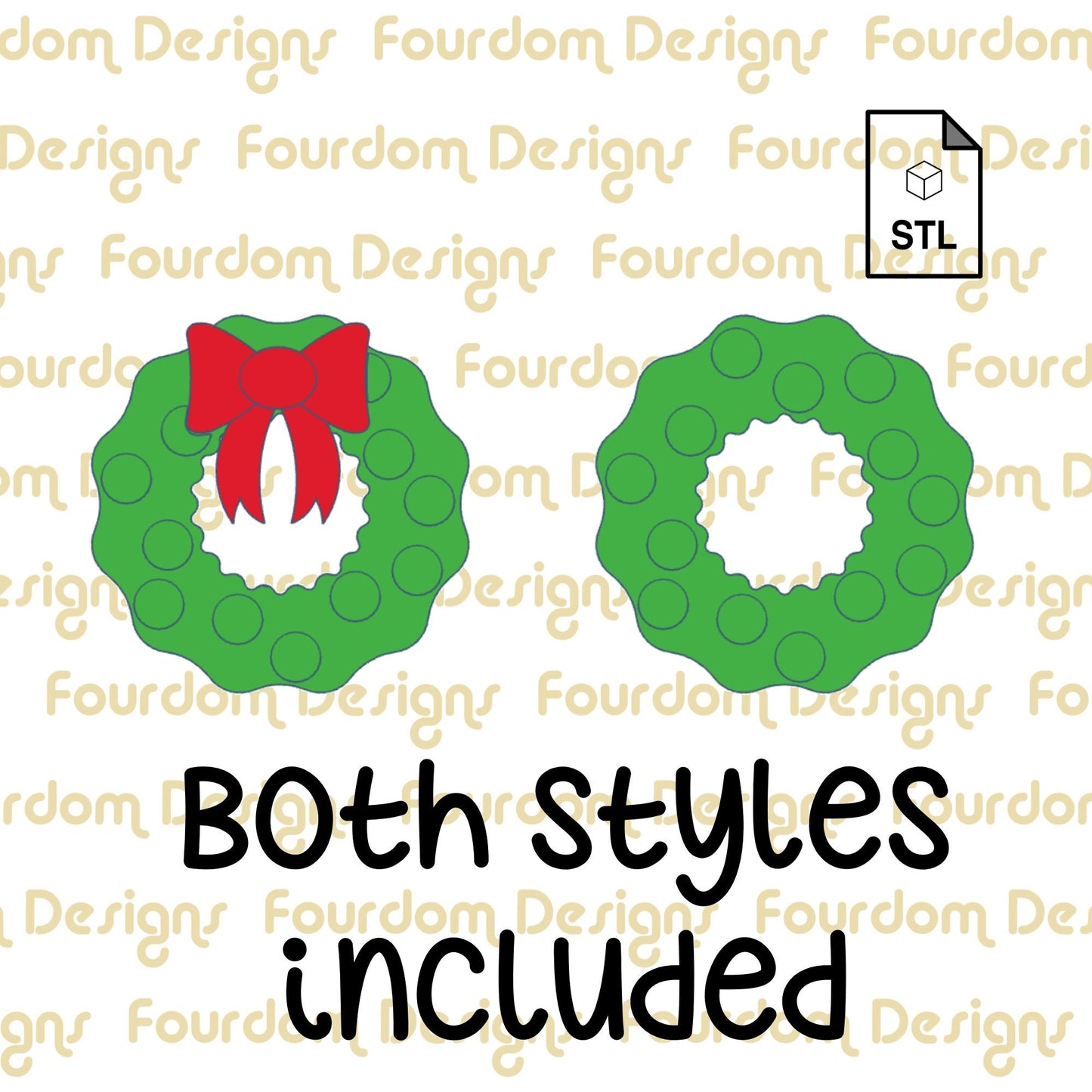 Christmas Wreath Straw Topper STL File for 3D Printing - Digital Download
