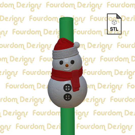 Snowman Straw Topper STL File for 3D Printing - Digital Download