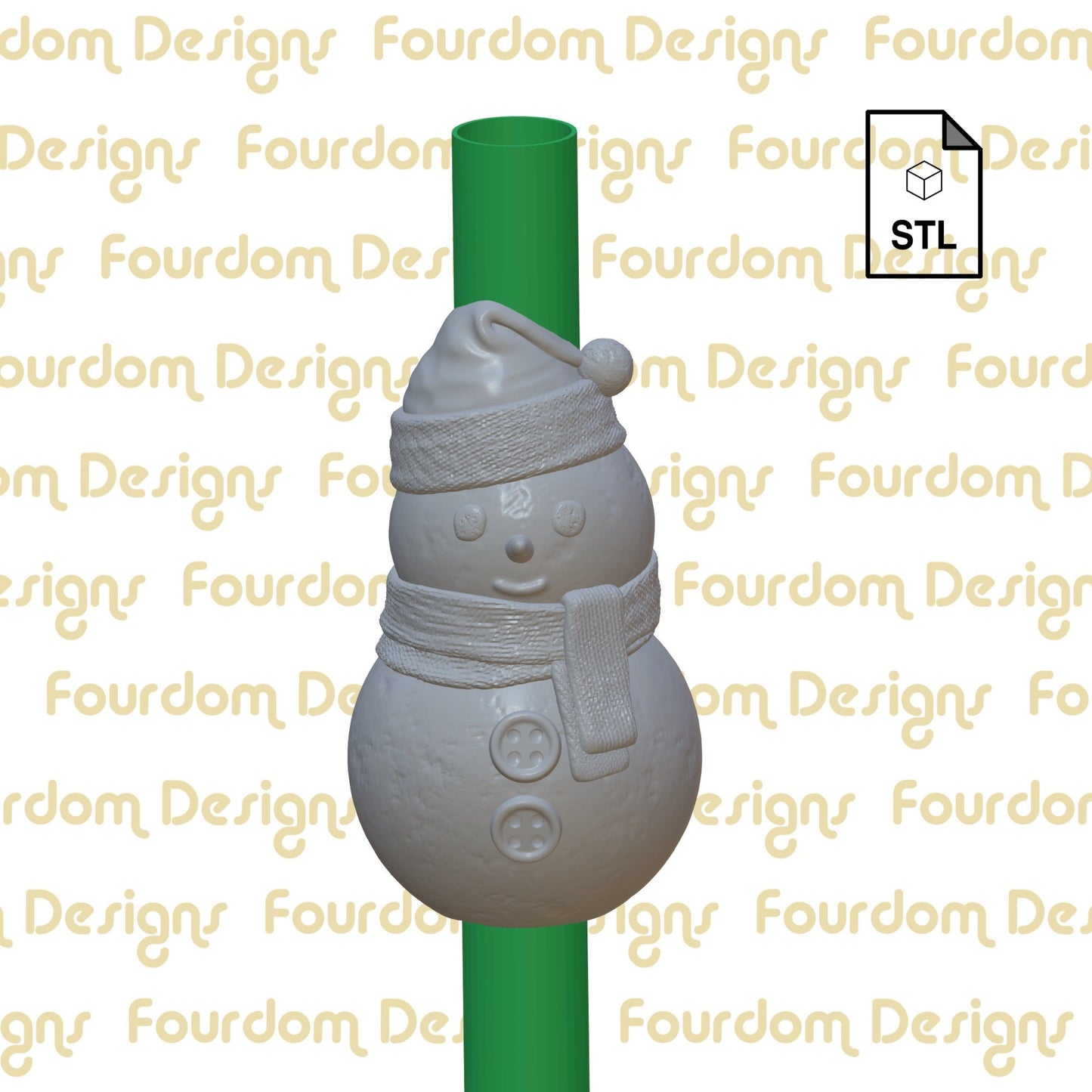 Snowman Straw Topper STL File for 3D Printing - Digital Download