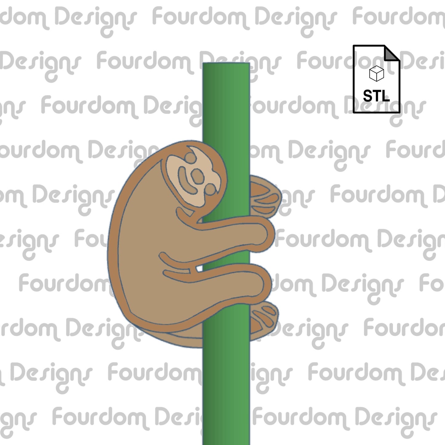Sloth Straw Topper STL File for 3D Printing - Digital Download