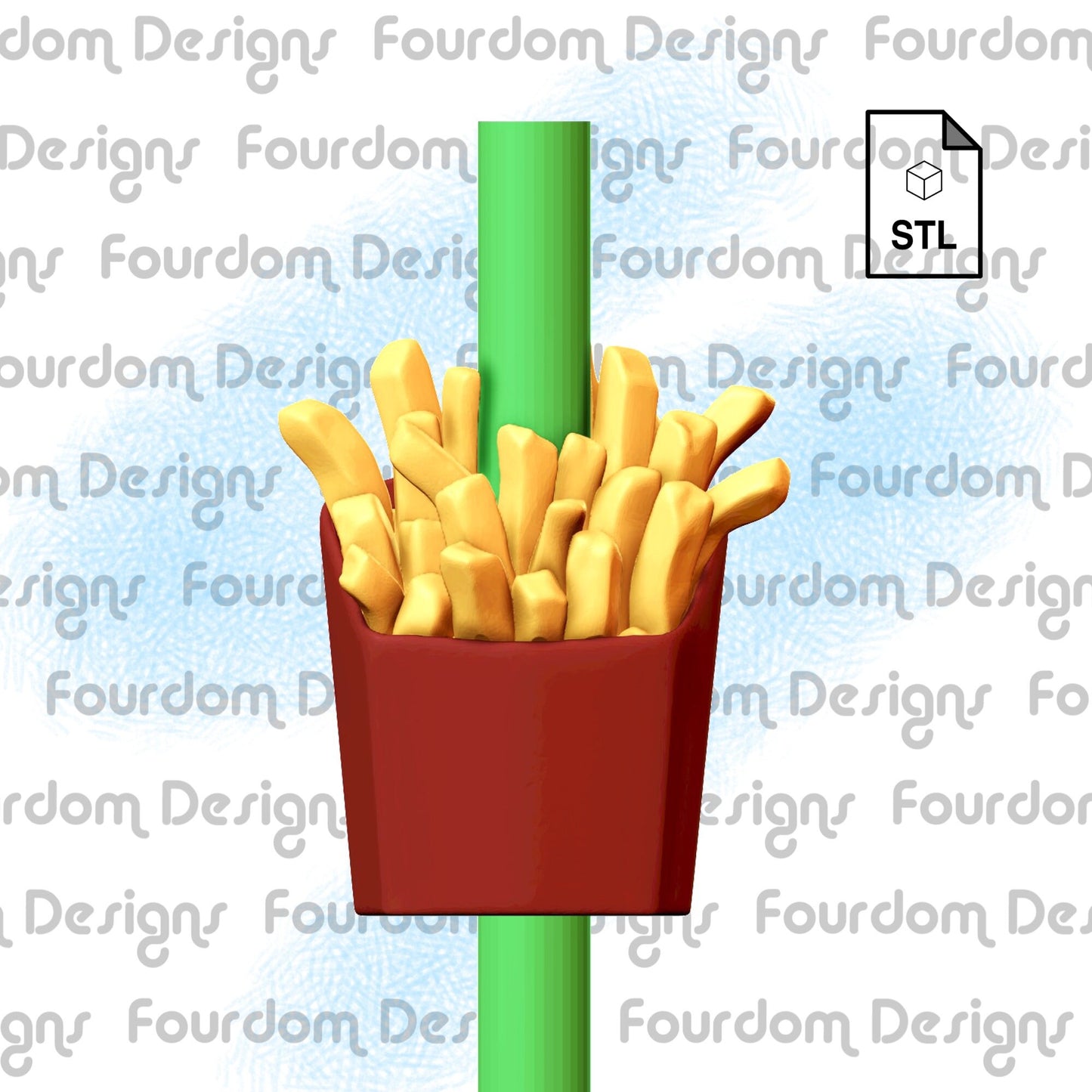 French Fries Straw Topper STL File for 3D Printing - Digital Download