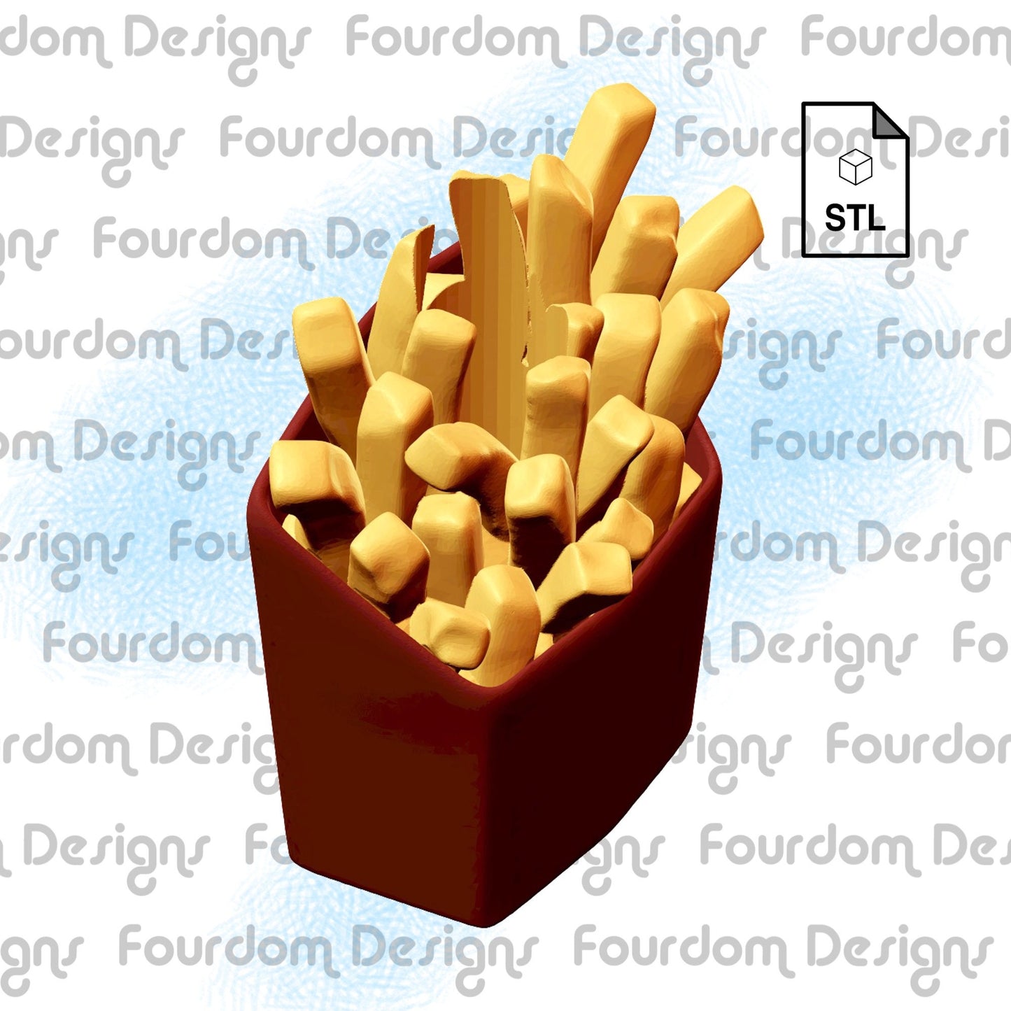 French Fries Straw Topper STL File for 3D Printing - Digital Download